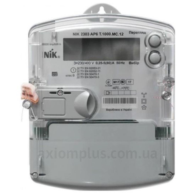 NIK 2303 AP6Т.1002.MС.12 5(80)А активної енергії, 4 тарифи, оптичний порт, реле управління навантаженням, індикація впливу магнітного та електромагнітного поля