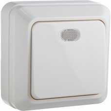 Вимикач 1-кл. з підсвічуванням BЗ10-1-1-Ct-W (білий)