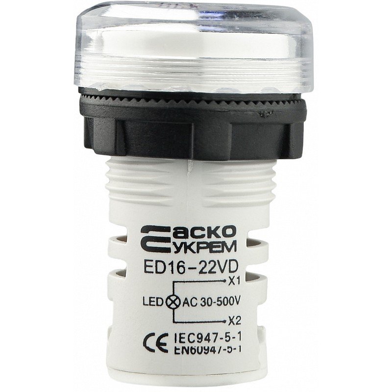 Круглий цифровий вимірювач напруги ED16-22VD 30-500В АС (білий)