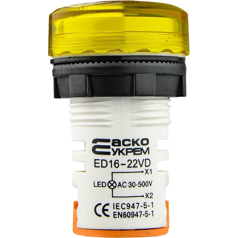 Круглий цифровий вимірювач напруги ED16-22VD 30-500В АС (жовтий)