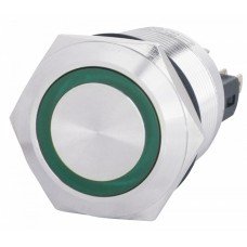 TYJ 22-271 Кнопка металева пласка з підсвічуванням, 1NO+1NC, зелена 220V.