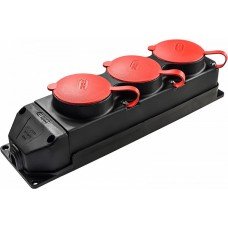 Колодка каучукова 3Р+РЕ з захисними кришками тримісна (3×25А) IP44
