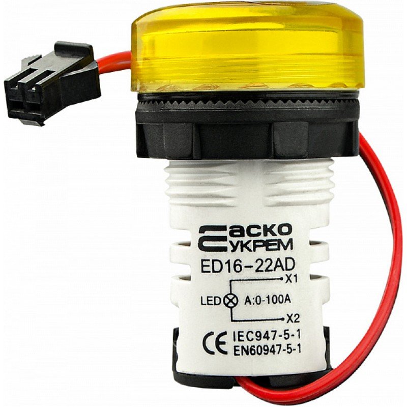 Круглий цифровий вимірювач струму ED16-22AD 0-100A (жовтий)