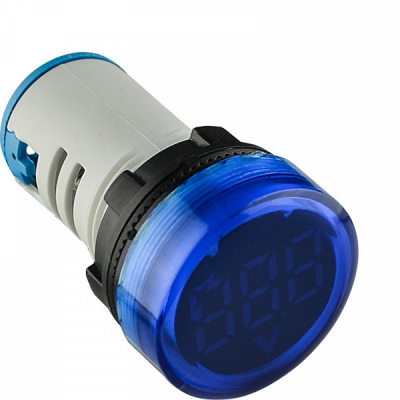 Круглий цифровий вимірювач напруги ED16-22VD 30-500В АС (синій)