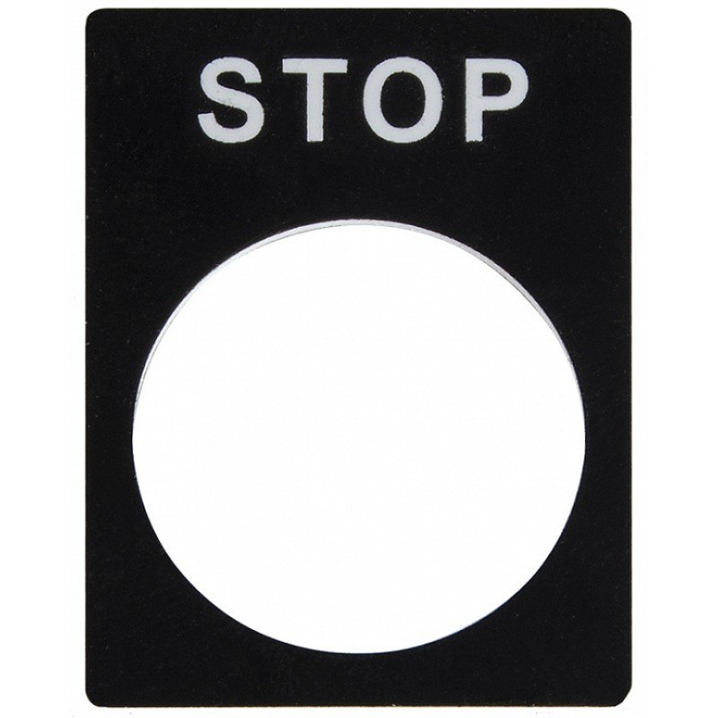 Табличка маркувальна STOP чорна для кнопок XB2