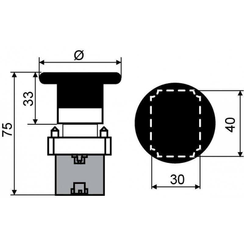 XB2-BR42 Кнопка "грибок" (d 60 мм) "Стоп" червона