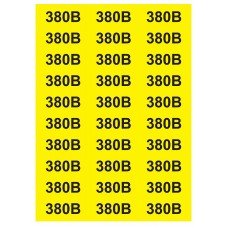 Знак "380 В" жовтий 38х90 (на аркуші 30 шт)