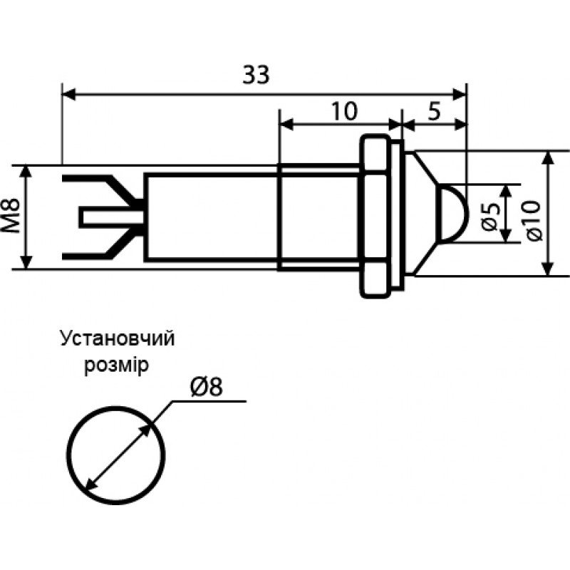 Сигнальна арматура AD22B-8 біла 24V AC/DC