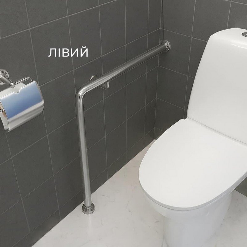 Поручень для людей з інвалідністю (МГН) підлоговий INVO Г-подібний з кріпленням у стіну правий і лівий