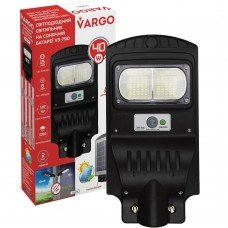 LED вуличний світильник на сонячній батареї VARGO 40W 6500K, Акумулятор: 3.2V, 6Аh Сонячна панель: 6V, 7W, з датчик руху, 116790