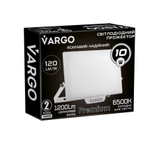 LED Прожектор VARGO Premium 10W, 1200lm, 120lm/w, IC Driver, 2 роки гарантія, білий (118919)