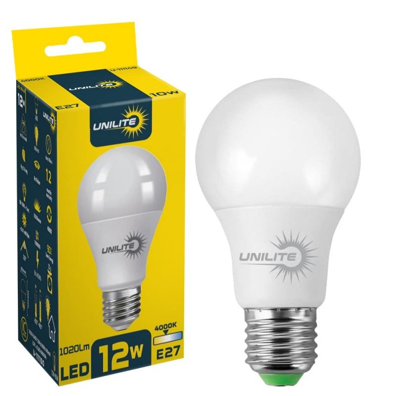 LED лампа UNILITE A60 12W E27 4000K 1020lm (111150)