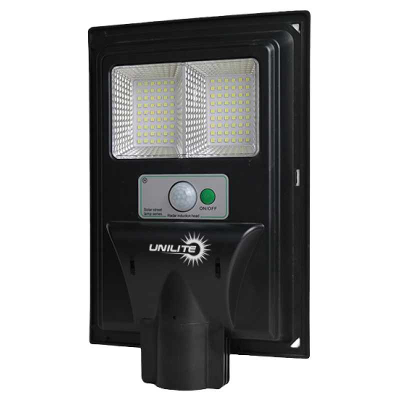 LED вуличний світильник на сонячній батареї UNILITE 30W 6500K, Акумулятор: 3.2V, 4.5Аh Сонячна панель: 6V, 4W, з датчик руху, 117917
