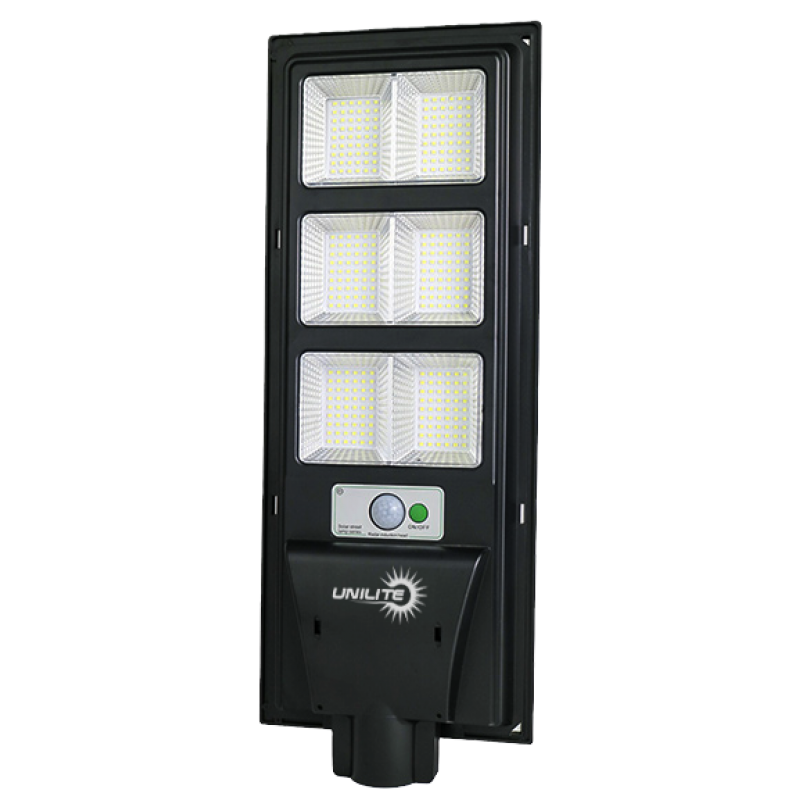 LED вуличний світильник на сонячній батареї UNILITE 90W 6500K, Акумулятор: 3.2V, 9Аh Сонячна панель: 6V, 8W, з датчик руху, 117919