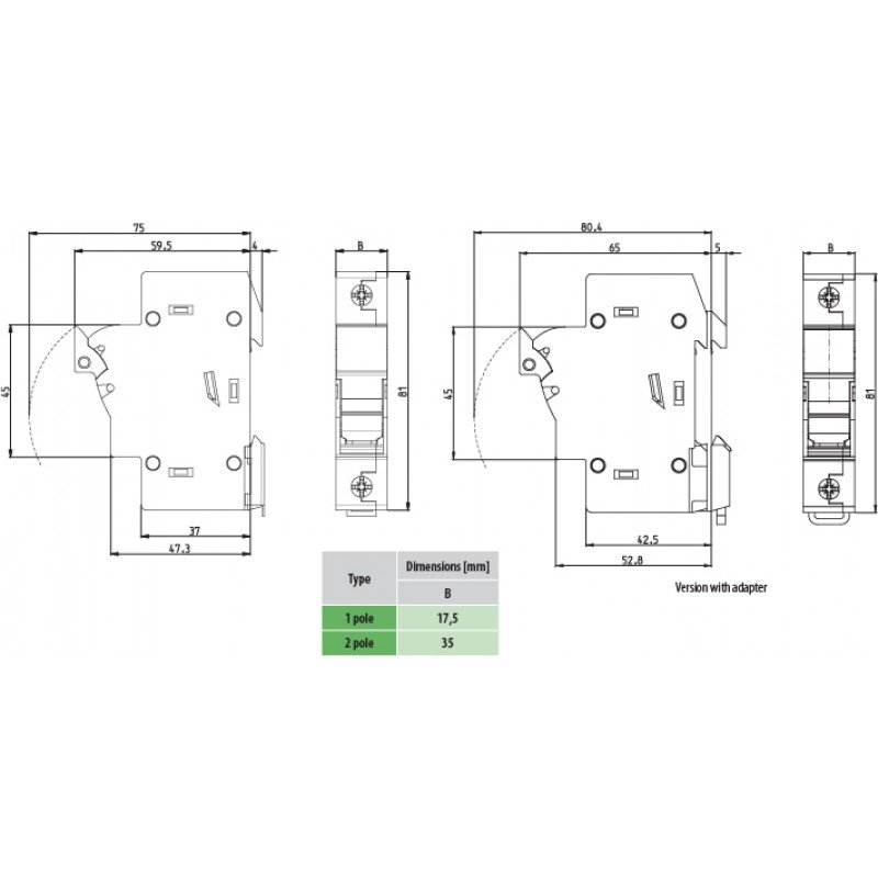 Корпус запобіжника EFH 10 DC 1p LED 002540211