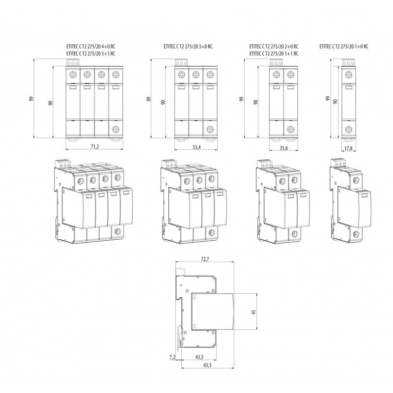 Обмежувач перенапруги MOD. ETITEC C T2 275/20 002440414