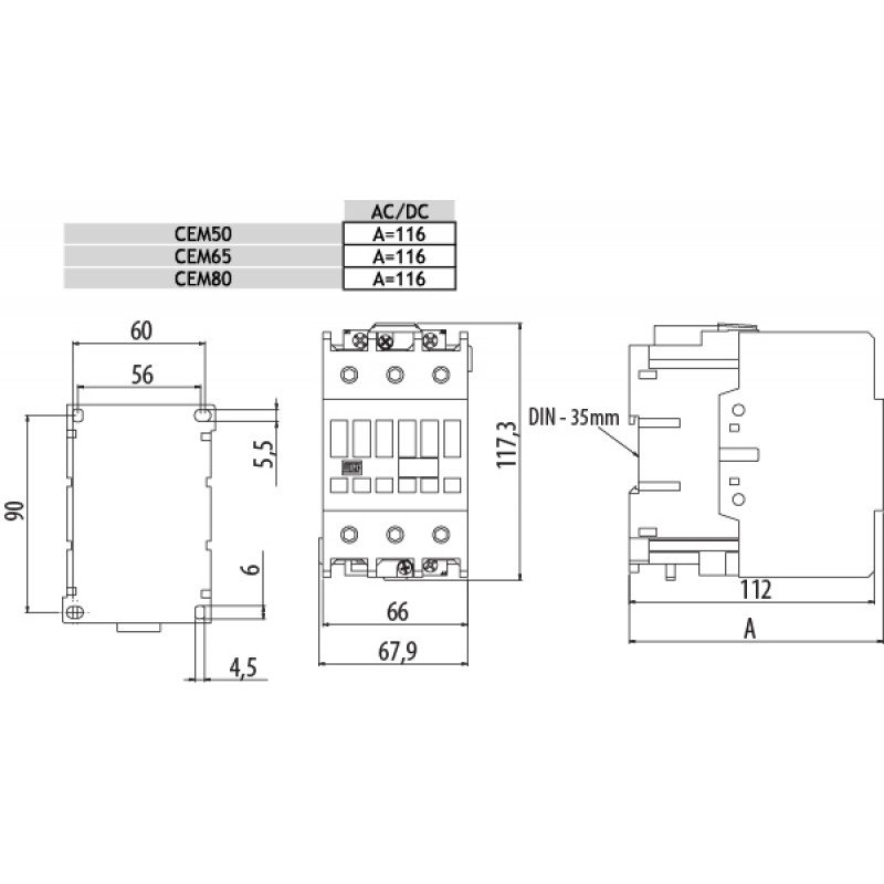 Контактор CEM65.11-400V-50/60Hz 004649134