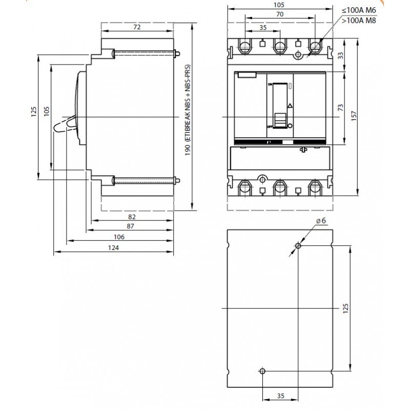 Промисл. автоматичн. вимикач NBS-TMS 100/3L 40A 3P 004673003