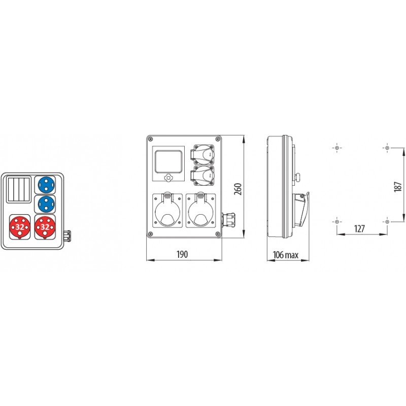 Розетка промислова EDS4 2-2/2-5 32 004483101