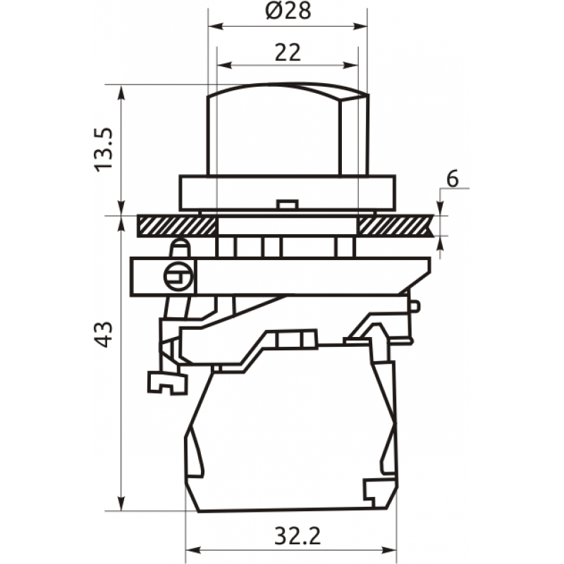 Вимикач кнопковий металевий FP4-BD41 1NО (чорний)