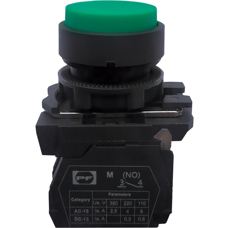 Вимикач кнопковий пластиковий FP5-AL31 1NO (зелений)