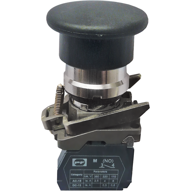 Вимикач кнопковий металевий FP4-BC21 1NO (чорний)