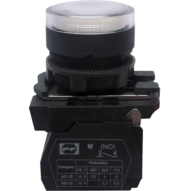 Вимикач кнопковий пластиковий FP5-AW3161230 1NO (білий)