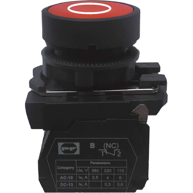 Вимикач кнопковий пластиковий FP5-AA4322 1NC (O, червоний)