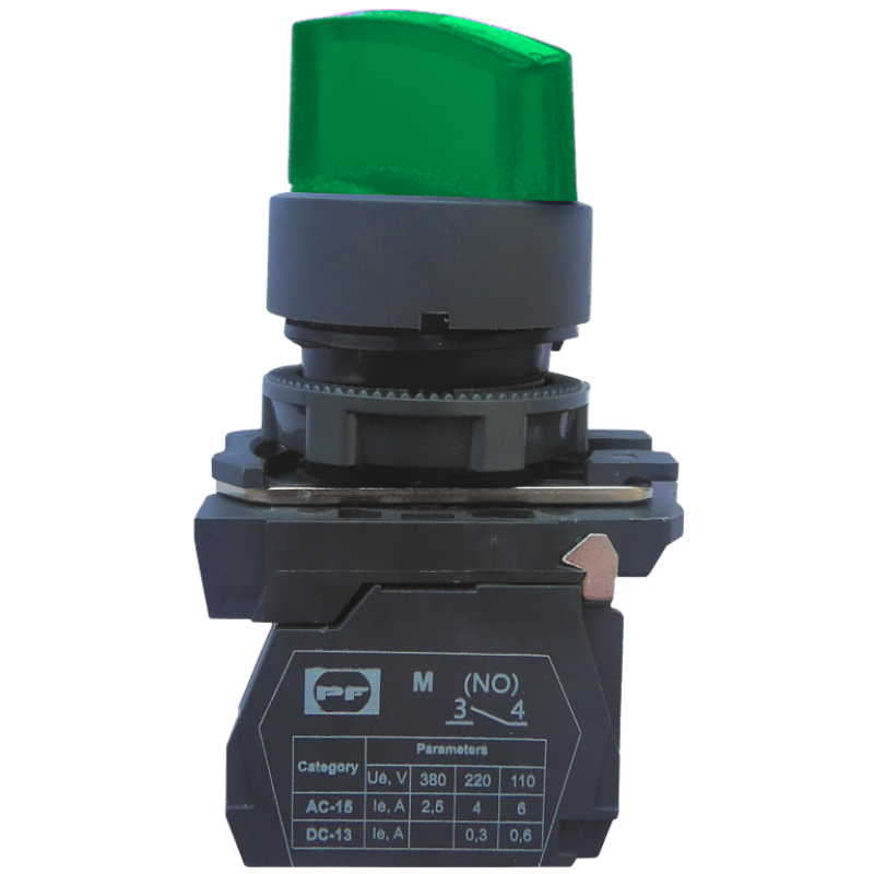 Вимикач кнопковий пластиковий FP5-AK3365230 2NO (зелений)