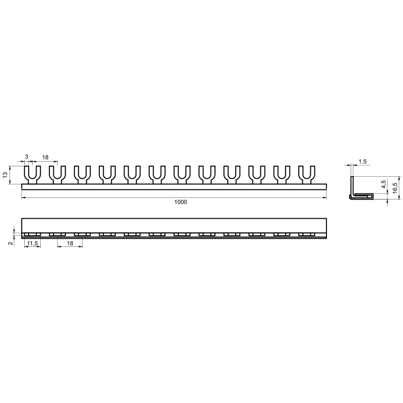 Гребінчаста шина FRF 10мм2 63A 1P 54 модуля тип FORK