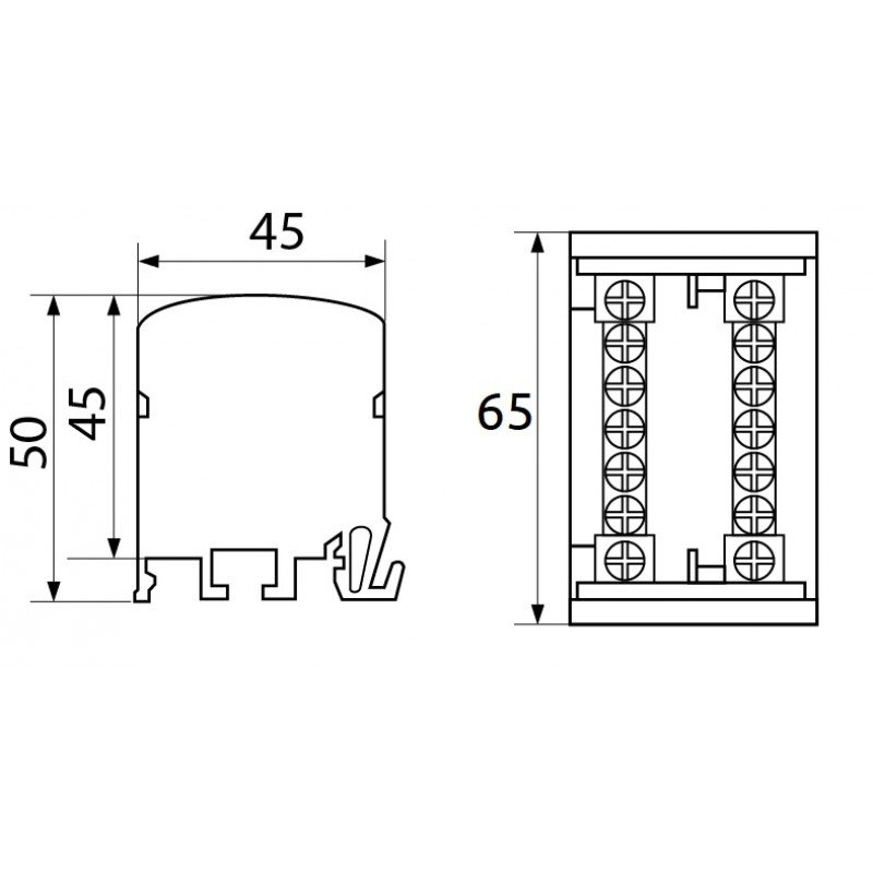 Шина нульова в корпусі BTF207 2P 125A 2x7 690V
