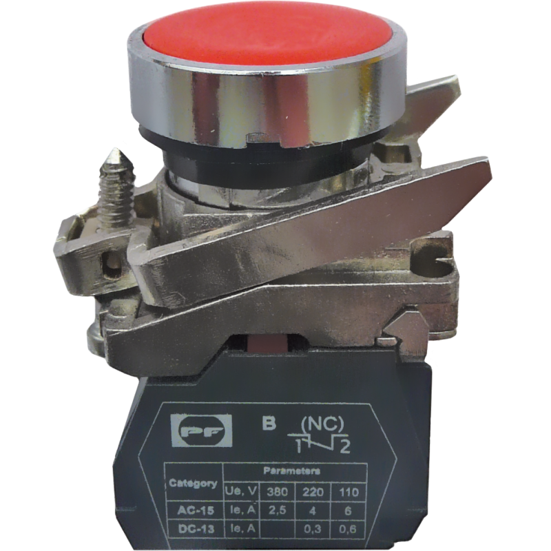 Вимикач кнопковий металевий FP4-BA42 1NC (червоний)
