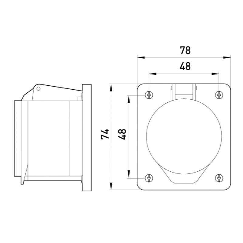 Силова розетка, що вбудовується e.socket.pro.3.16.wall, 3п., 230В, 16А (413)