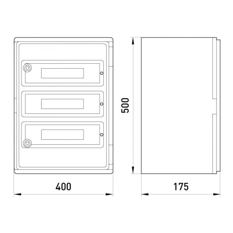 Корпус удароміцний з АБС-пластика e.plbox.400.500.175.54m.blank, 400х500х175мм, IP65 з панеллю під 54 модулі