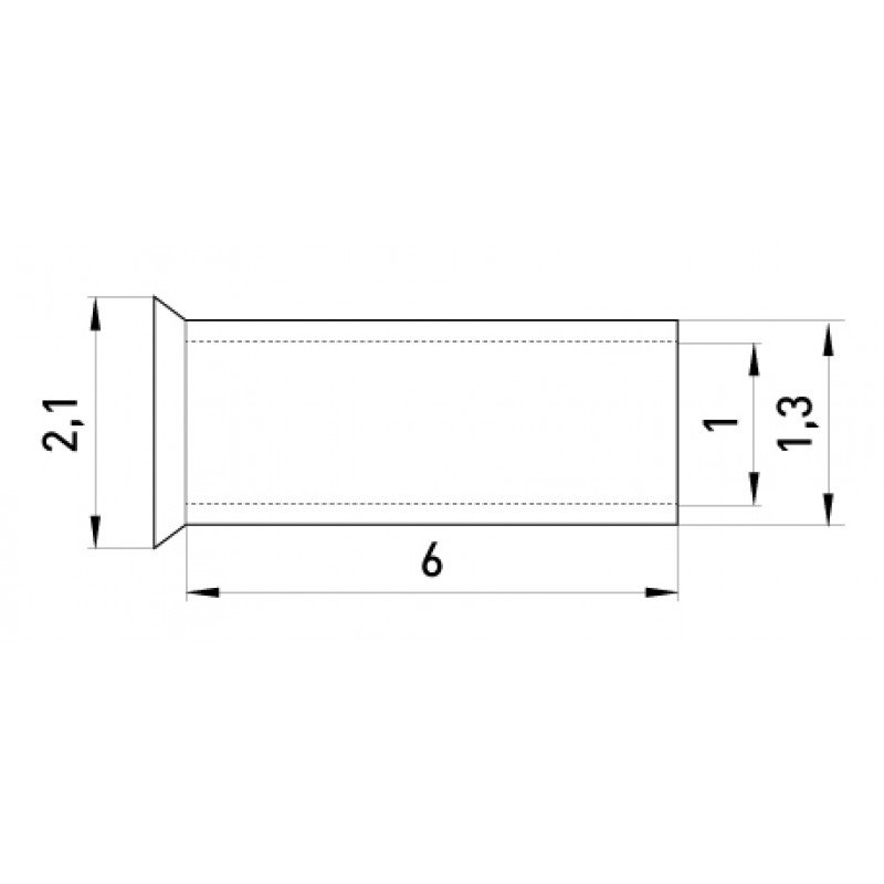 Неізольований наконечник e.terminal.stand.en.0.5.6 0,5 кв.мм, L=6 мм