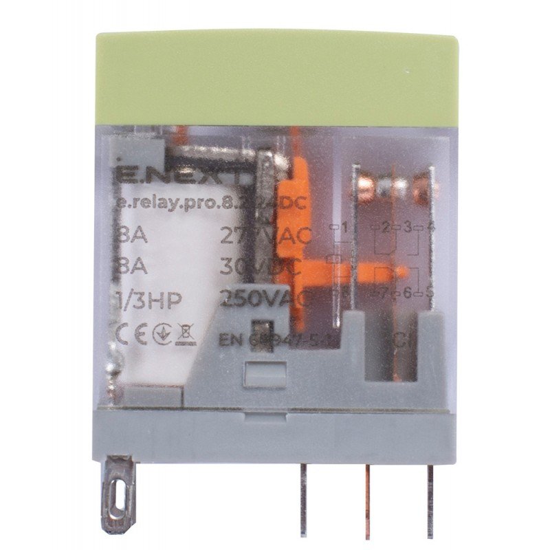 Реле проміжне e.relay.pro.8.2.24DC, 8А, 2 групи контактів, котушка 24В DC