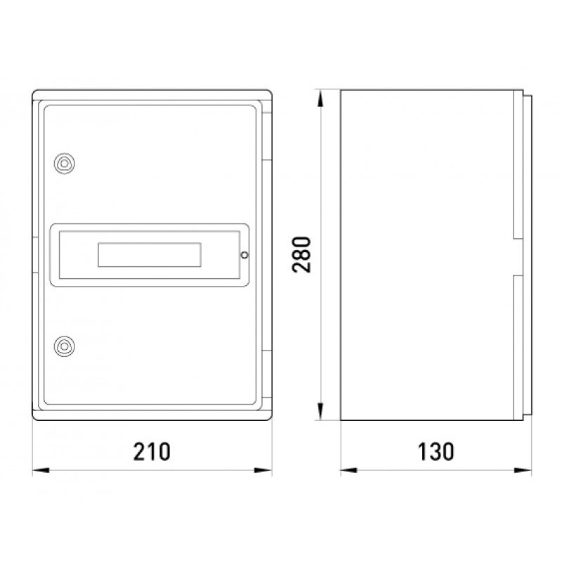 Корпус удароміцний з АБС-пластика e.plbox.210.280.130.8m.tr, 210х280х130мм, IP65 з прозорими дверцятами та панеллю під 8 модулів