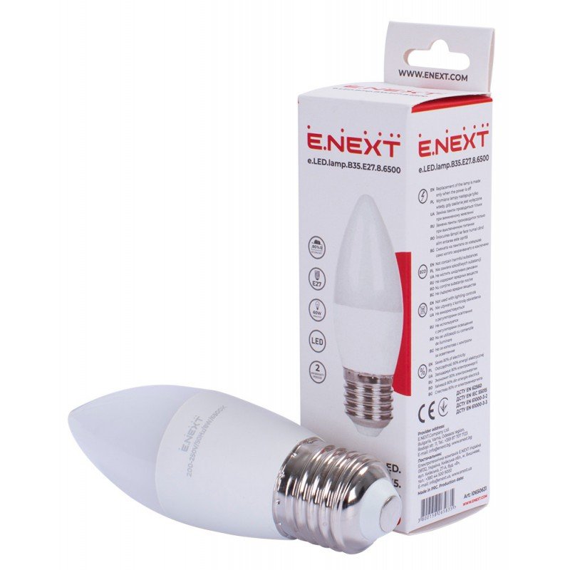 Лампа світлодіодна e.LED.lamp.B35.E27.8.6500