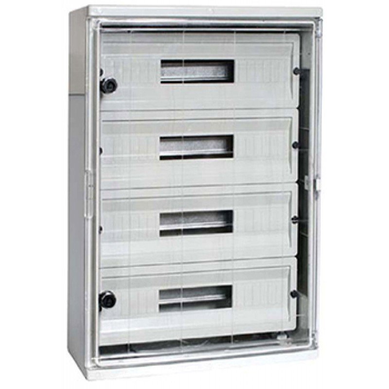 Корпус удароміцний з АБС-пластика e.plbox.400.500.175.54m.tr, 400х500х175мм, IP65 з прозорими дверцятами та панеллю під 54 модулі