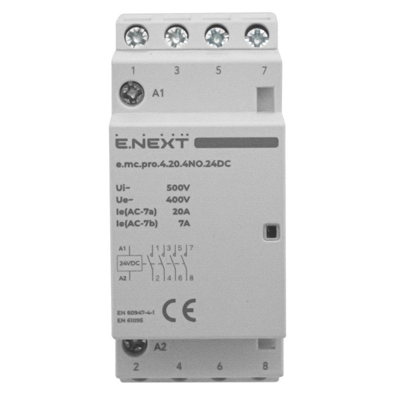 Модульний контактор e.mc.pro.4.20.4NO.24DC, 4р, 20А, 4NO, 24В