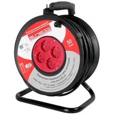 Подовжувач e.es.roll.4.50.z.b. барабанного типу, на котушці , з з/к, 50м, baby protect, провід 3х1,5кв.мм