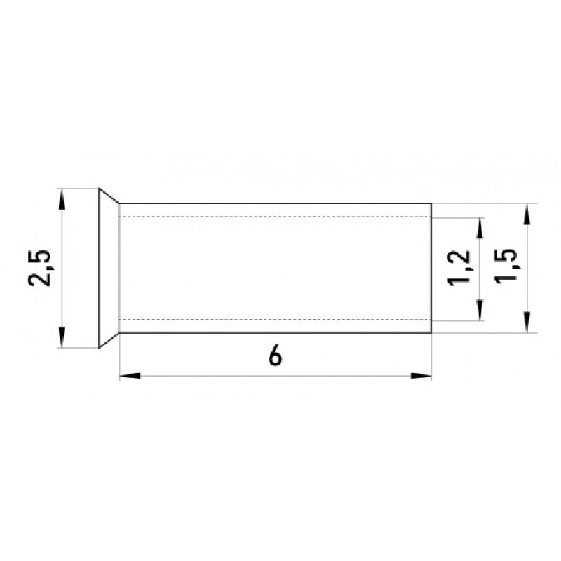 Неізольований наконечник e.terminal.stand.en.0.75.6 0,75 кв.мм, L=6 мм