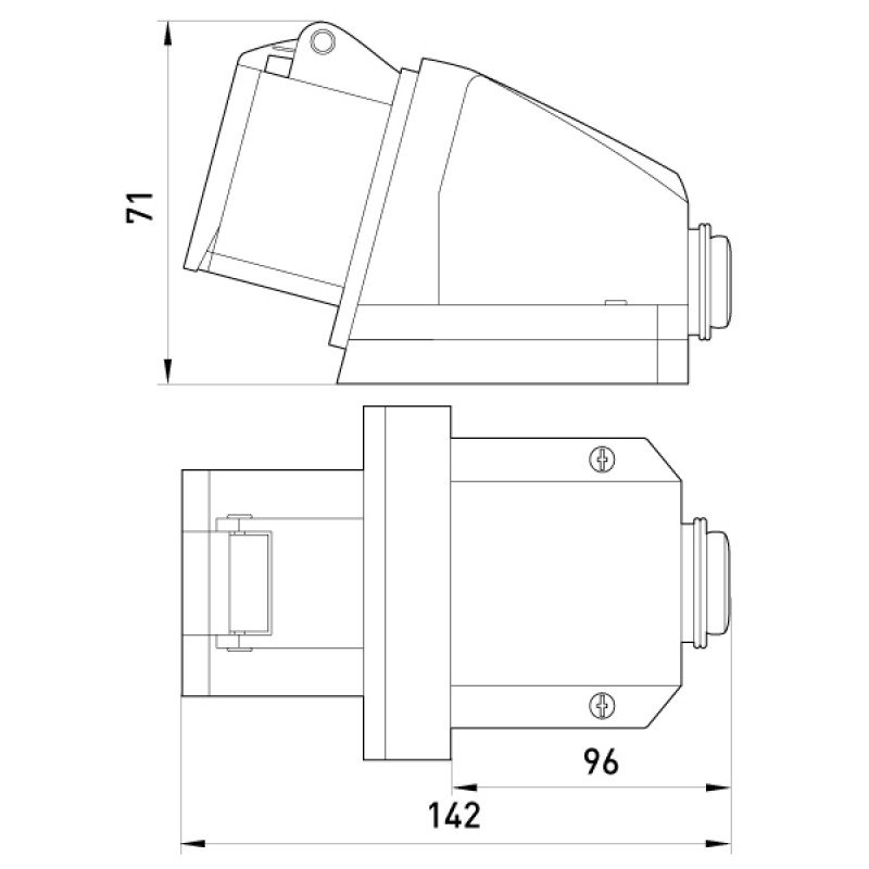 Силова розетка стаціонарна e.socket.pro.4.32, 4п., 380В, 32А (124)