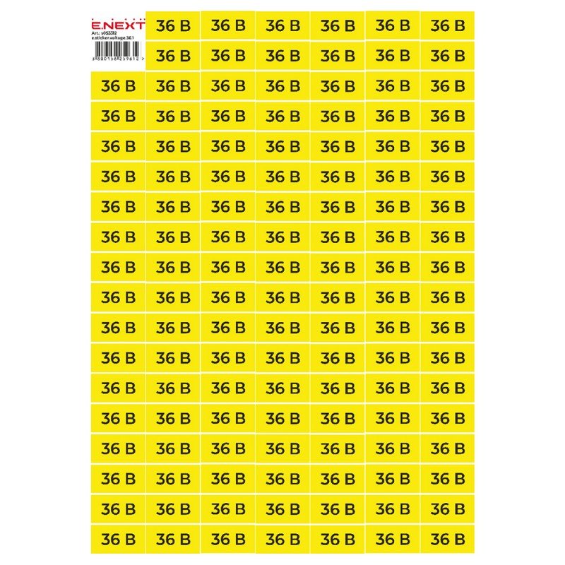 Самоклеюча наліпка "36В" e.sticker.voltage.36.1 (40х20мм) 102 шт/аркуш