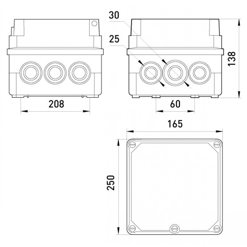Коробка розподільча пластикова Z2 W IP55 (250*165*138)