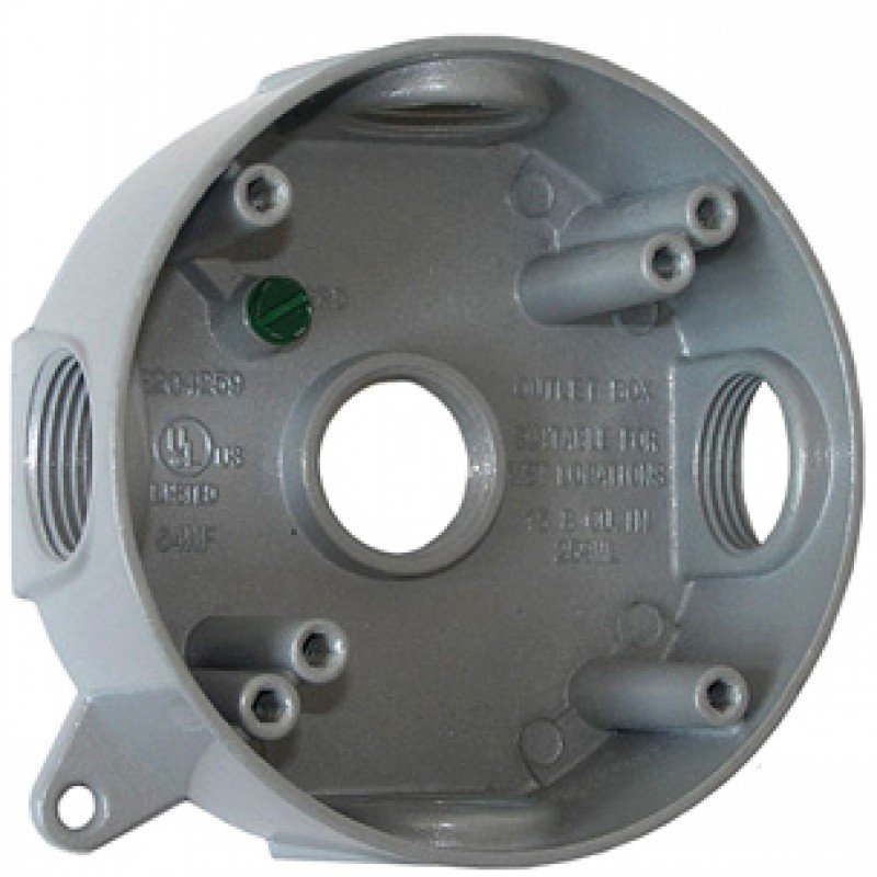 Коробка розподільча (монтажна) металева без кришки e.industrial.pipe.db.round.thread.5.x.1/2", кругла на 5 різьбових вводів для труб 1/2"