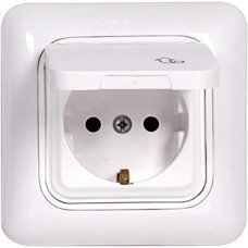 Розетка з з/к з кришкою, 220В S, 16A 2P+Z