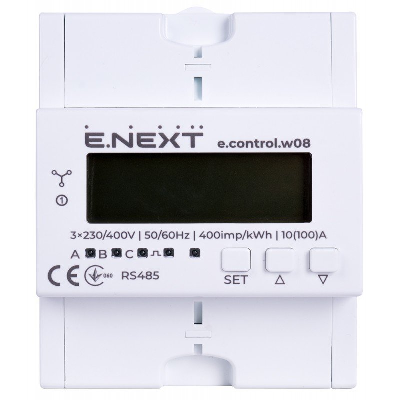 Лічильник трифазний e.control.w08 10(100)А електронний клас 1.0 (некомерц.) RS485
