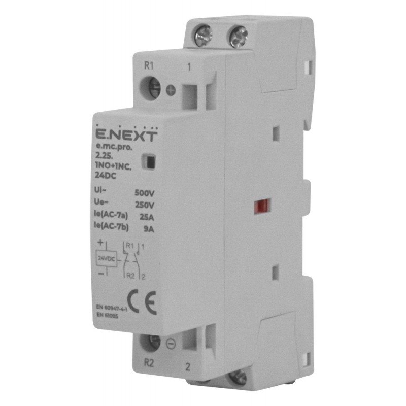 Модульний контактор e.mc.pro.2.25.1NO+1NC, 2р, 25А, 1NO+1NC, 24В