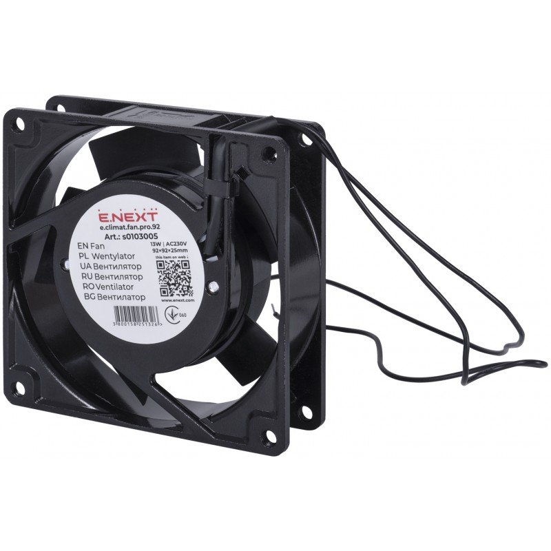 Вентилятор e.climat.fan.pro.92, 92х92х25мм 13Вт АС230В